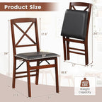 Giantex Folding Dining Chairs Set of 2, Foldable Wood Kitchen Chairs with Padded Seat, Solid Wood Frame, Max Load 400 Lbs, No Assembly Easy to Store Wooden Dining Chairs for Apartment, Small Space