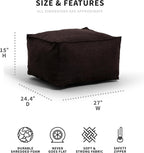 Big Joe Imperial Lounger Ottoman Foam Filled Bean Bag with Removable Cover, Black Plush, Soft Polyester, 2 feet