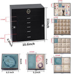 BOOVO Jewelry Box For women, 6 Layer Large Jewelry Organizer With Mirror, Multi-Function Storage Box With Lock, Accessory Holder With 5 Drawers, For Earrings Necklace Ring Bracelet (Black)