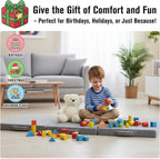 Tiita Foldable Floor Mattress for Kids -Daycare Sleeping Plush Futon or Floor Mat with Storage Bag, Toddler Floor Nap Mat, Portable Toddler Travel Mattress for Camping & Guest Use, Playroom, Grey