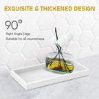 EG-SIPRO Silicone Bathroom Tray, Thickened Shatterproof Rectangle Vanity Tray for Counter, Soap Dispenser Tray - Small 7.8 * 3.9 in - White Marble Pattern