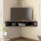 24/7 Shop at Home French 47 inch Modern Floating TV Stand with Storage, Floating Corner Shelf for Wall, Wood Entertainment Center with Shelves for Living Room, Bedroom, Family, Cappuccino Brown