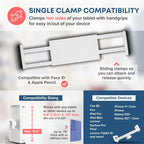 LEVO Gooseneck Tablet Floor Stand with Casters – Rolling Adjustable iPad Mount with Wheels, Height Tilt Rotation, Locking Mobile Base for Bedside, Couch, Chair, Hospital, Office, and Home – White