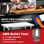 DuraSteel 30x48 Stainless Steel Work Table - NSF Commercial Prep Metal Table - Outdoor Pizza Oven Stand w/Under Shelf - Kitchen Island Laundry Utility Garage Microwave Stand Large Rolling Storage Cart