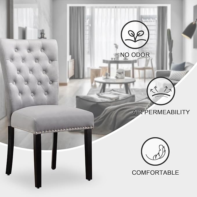 Velvet Dining Kitchen Chair Set of 4, Parsons Upholstered Dining Room Chair, ...