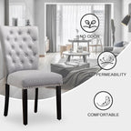 Velvet Dining Kitchen Chair Set of 4, Parsons Upholstered Dining Room Chair, Wood Accent Chair with Nailed Trim, Grey
