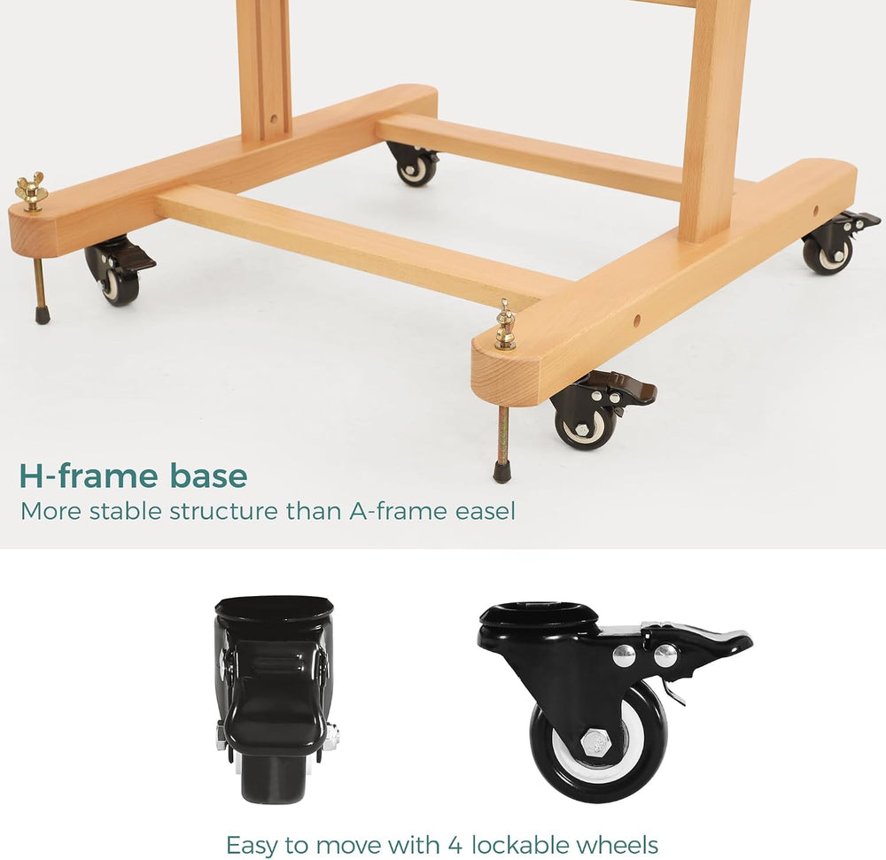 VISWIN Double-Sided Easel & Drafting Table, Hold 1 or 2 Canvas, Solid Bee...