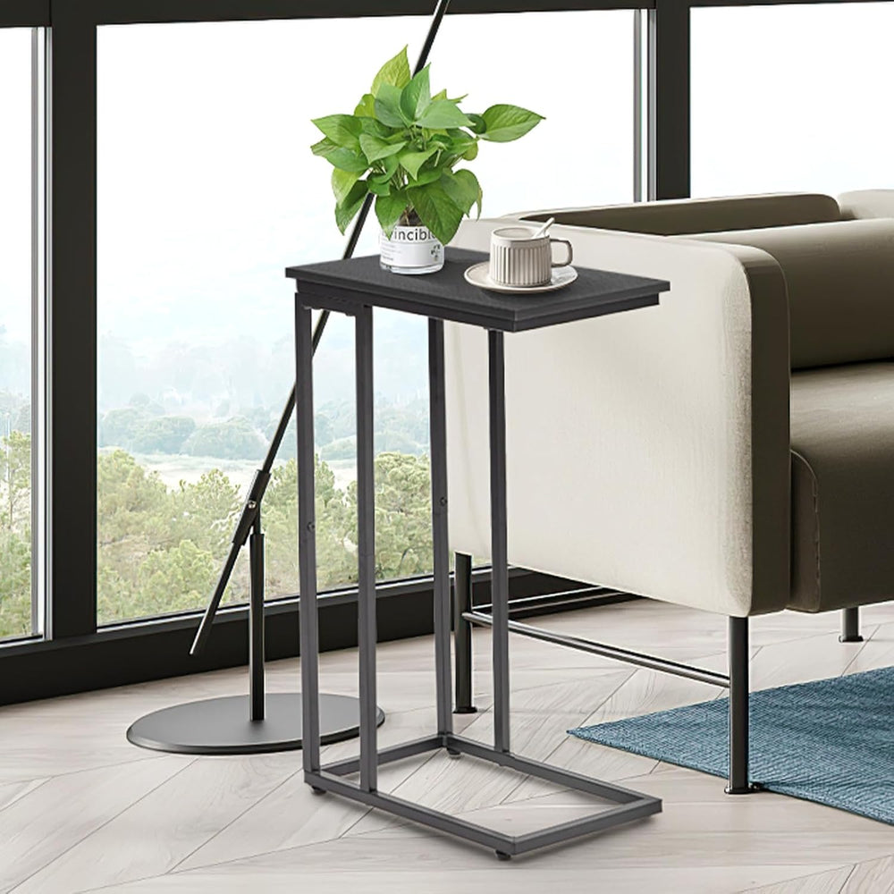 C-Shaped End Table, TV Tray Set of 2, Couch Side Laptop Desk, for Living Room...