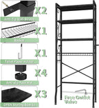 Over-The-Toilet Storage Rack 4-Tier,Bathroom Organizer Shelf Over Toilet,Adjustable Wooden Shelves and Basket,Freestanding Above Toilet Shelf,Space Saver for Rooms(Black Rack-Black Shelves)