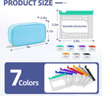 Weekly Pill Organizer 2 Times a Day - Timueetech A6 Waterproof 14 Pill Pouch Bags for Travel, BPA-Free Medicine Storage with Labels & Self-Sealing Design for Vitamins and Supplements, Blue
