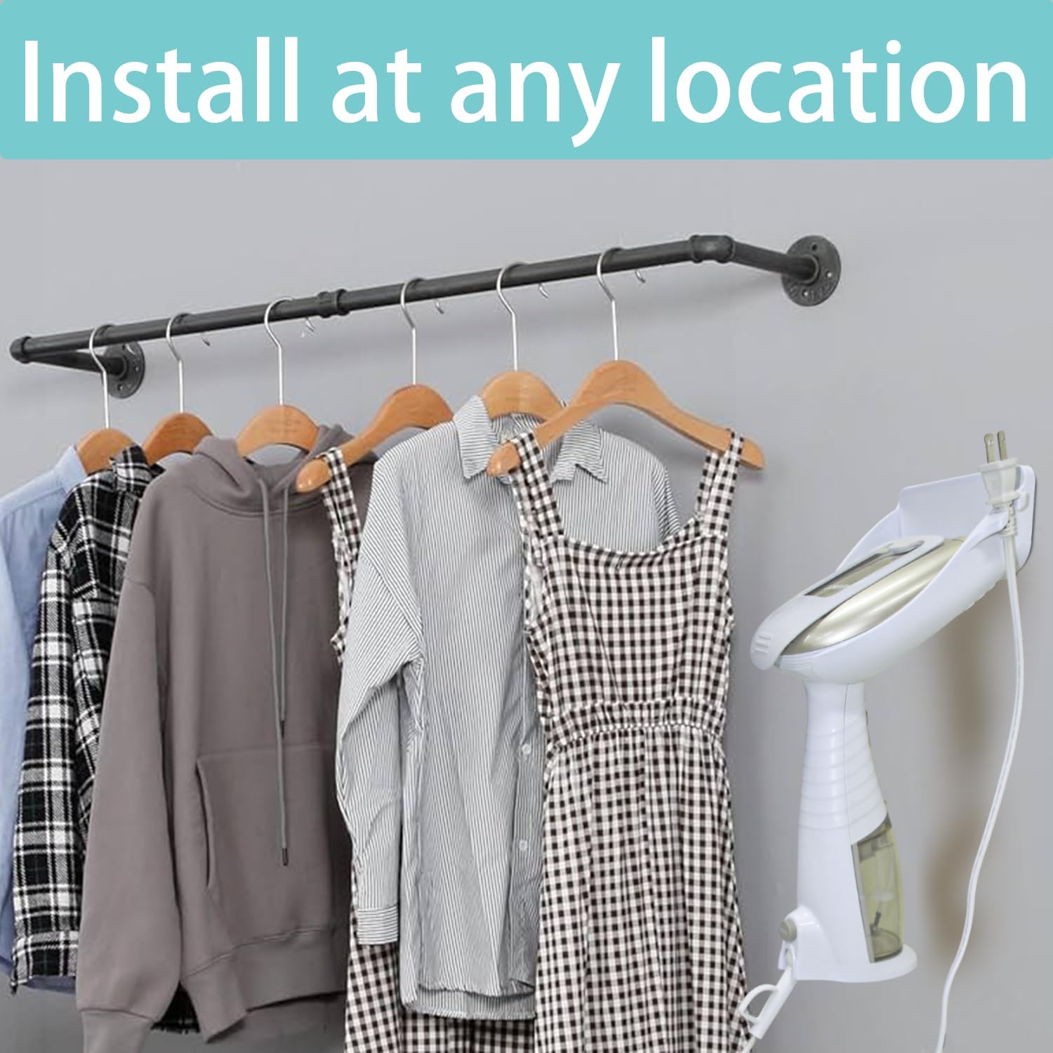 Ironing Board Hanger Wall Mount for Clothes for Conair Handheld Garment Steamer，for Laundry Rooms Storage Organizer,Garment Steamer Stand Compatible with Conair GS59X、GS59B Models (Black)