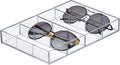 Amazing Abby - Soleil - Acrylic 4-Compartment Sunglass Organizer, Plastic Eyeglass Display Case, Transparent Jewelry Storage Tray, Clear Beauty Supply Holder, Great for Bedroom and Bathroom