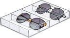 Amazing Abby - Soleil - Acrylic 4-Compartment Sunglass Organizer, Plastic Eyeglass Display Case, Transparent Jewelry Storage Tray, Clear Beauty Supply Holder, Great for Bedroom and Bathroom
