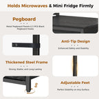 Mini Fridge Stand with Adjustable Shelf, Power Outlet & Storage, Kitchen Organizer for Microwave, Coffee Bar, Dorm, Office (Black)