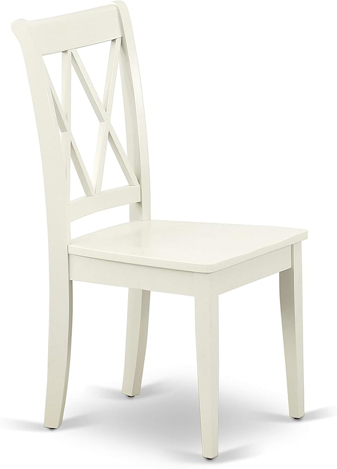 East West Furniture SHCL5-LWH-W 5 Piece Dining Table Set for 4 Includes a Round Kitchen Table with Pedestal and 4 Kitchen Dining Chairs, 42x42 Inch, Linen White