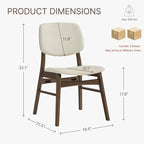 Wooden Dining Chairs Set of 4, Upholstered Modern Dining Room Chairs, Mid Century Solid Oak Wood Kitchen Chairs for Living Room, Restaurant, Farmhouse (Cream Fabric & Walnut Color)
