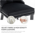 Velvet Dining Chairs Set of 6, Upholstered Dining Room Chairs with Nailhead Trim, Sillas de Comedor Modernas 6, Wooden Kitchen Chairs for Dining Room, Living Room, Kitchen, Bedroom, Black