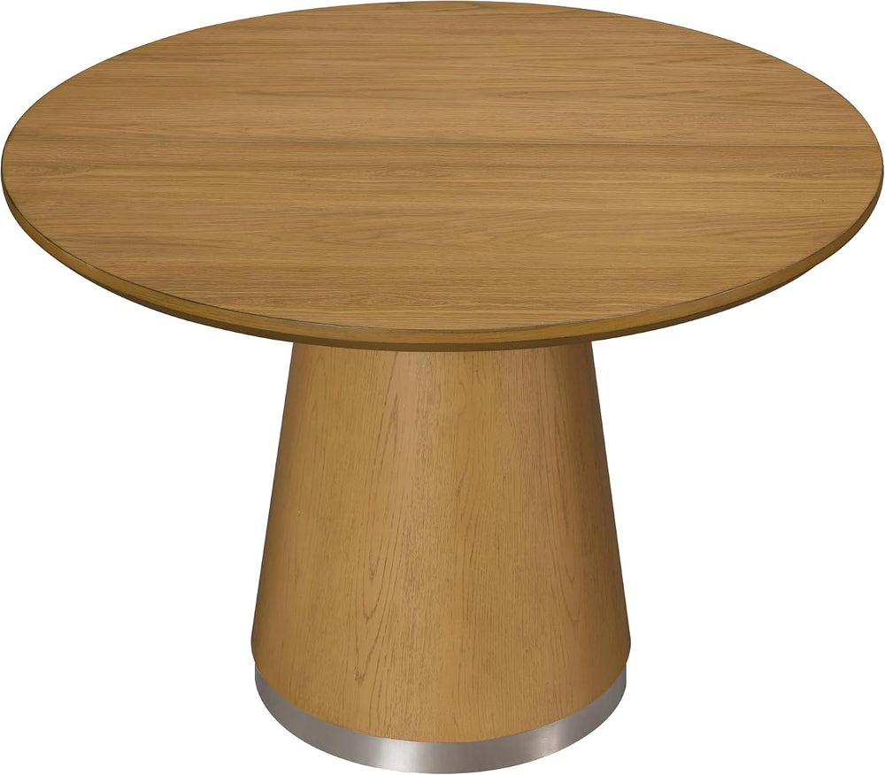 WAMPAT 43-Inch Pedestal Round Dining Table for 2-4, Oak Brown Wood Grain | Mi...