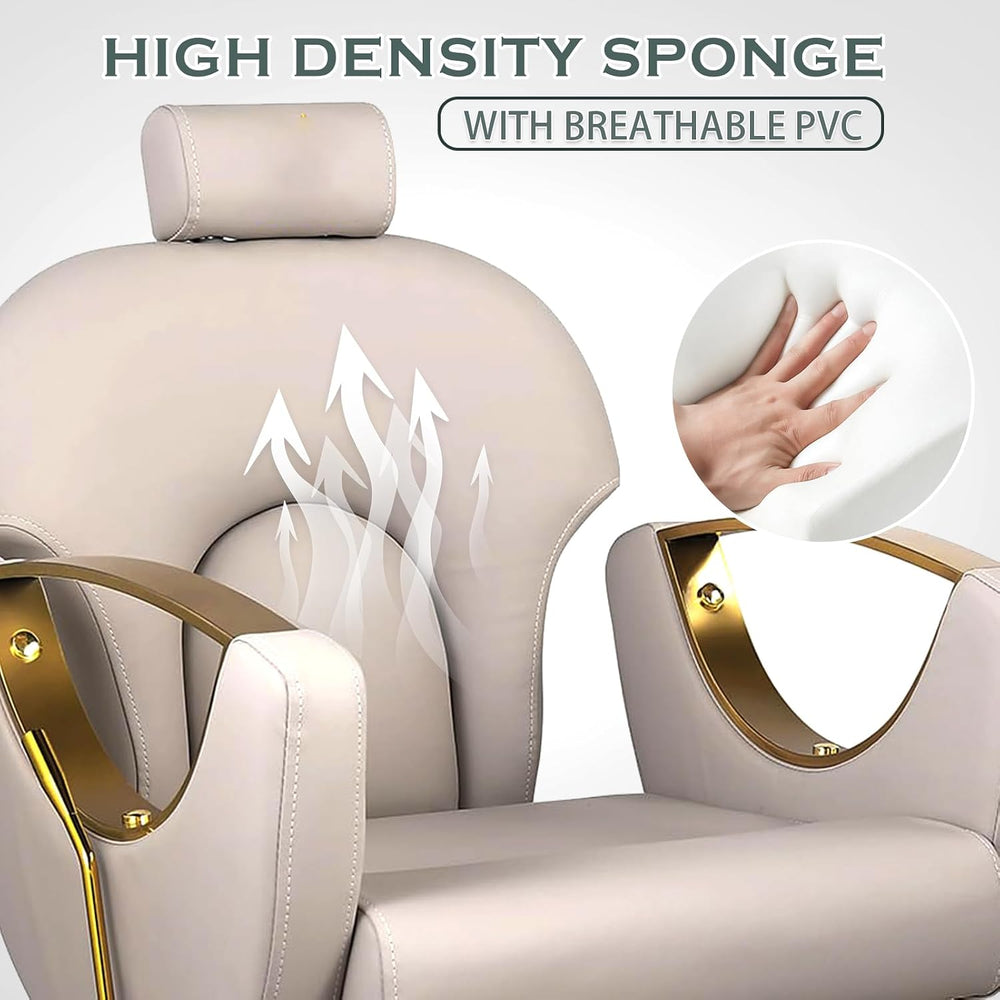 Grey Salon Chair, Reclining Salon Styling Chair for Barbershop