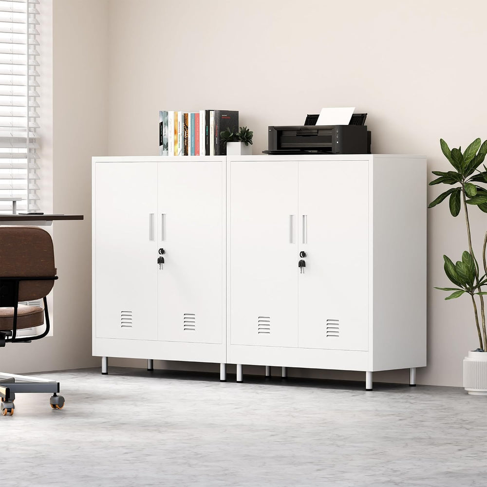 JINGUR Metal Storage Cabinet with Locking Doors and 2 Adjustable Shelves, Loc...