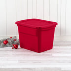 Sterilite 18 Gallon Plastic Stackable Storage Tote Container, Seasonal Home Decor, and Garage Organizer Bin with Lid, Red (8 Pack)