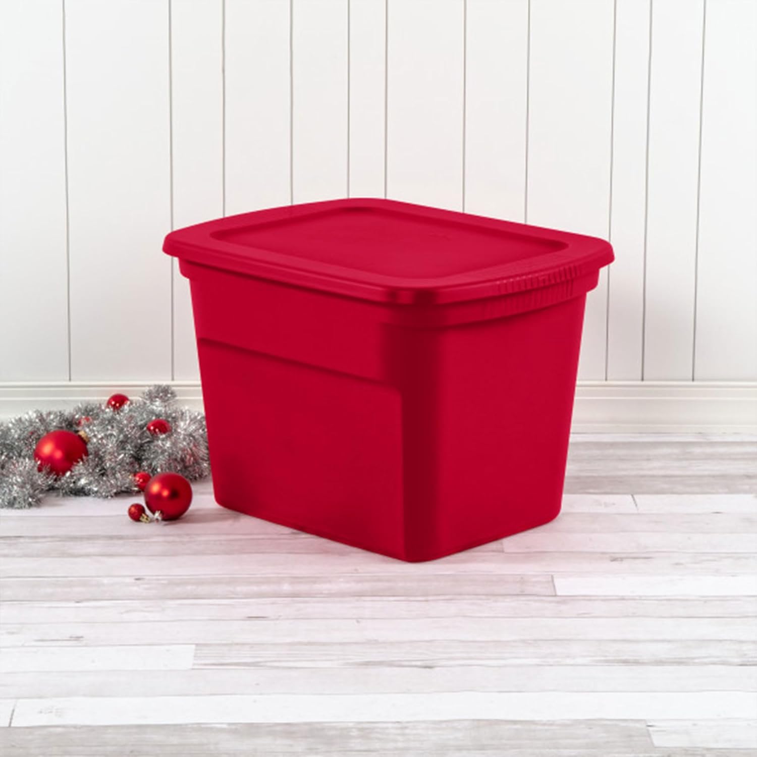 Sterilite Heavy Duty 18 Gallon Stacking Seasonal Storage Tote, Red (24 Pack)