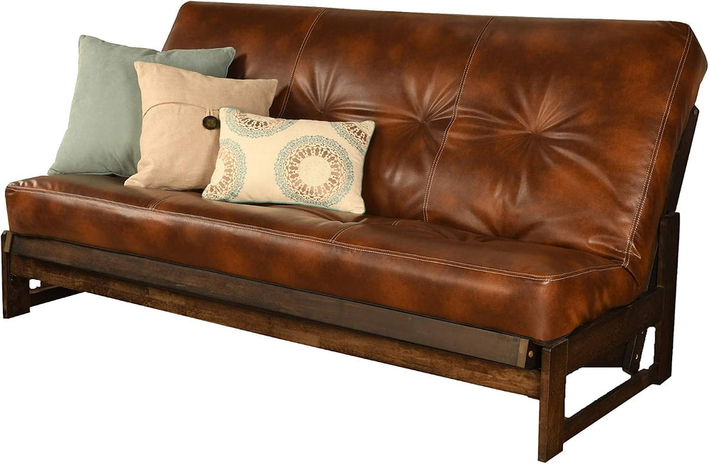 Kodiak Furniture Aspen Futon Set with Reclaim Mocha Finish, Oregon Trail Sadd...