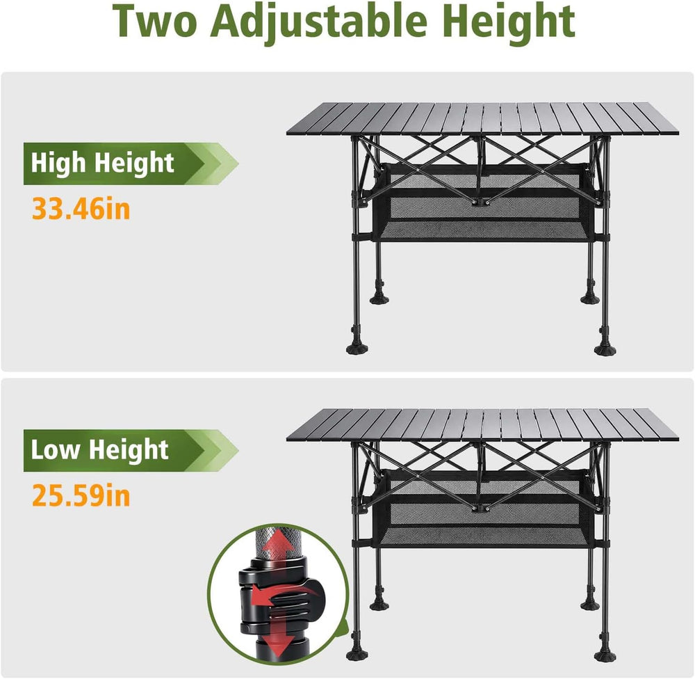 Damei century Large Folding Camping Table, 46.45×25.6in, Adjustable Height