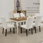 Velvet Dining Kitchen Chair Set of 6, Parsons Upholstered Dining Room Chair, Wood Accent Chair with Nailed Trim, Beige