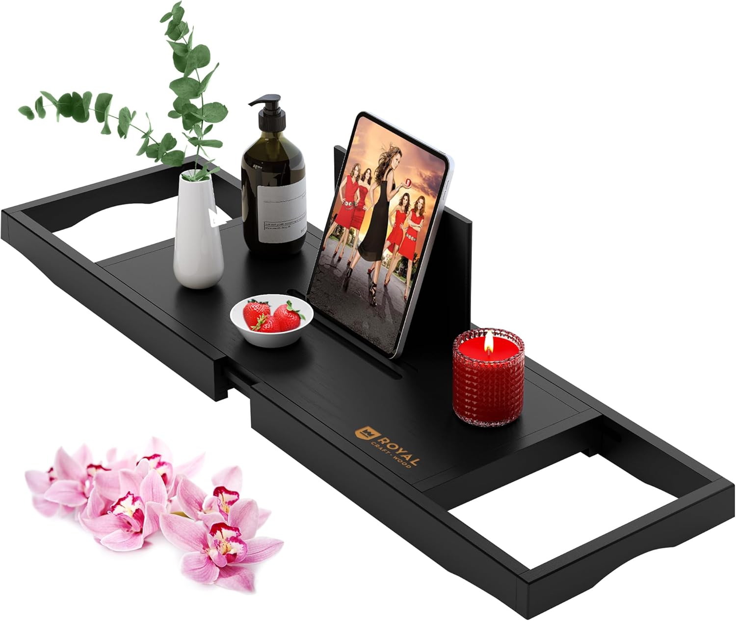 ROYAL CRAFT WOOD Premium Bathtub Tray - Expandable Bath Tray for Tub - Luxury Bathtub & Bathroom Accessories