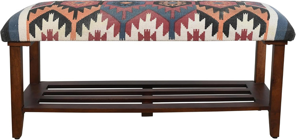 LR Home Red Handmade Upholstered Bench for Bedroom End of Bed | Accent Bench for Entryway, Foyer, Living Room, Mudroom, Hallway or Seating | Long Rectangle Storage Bench | 40" W x 16" D x 18" H