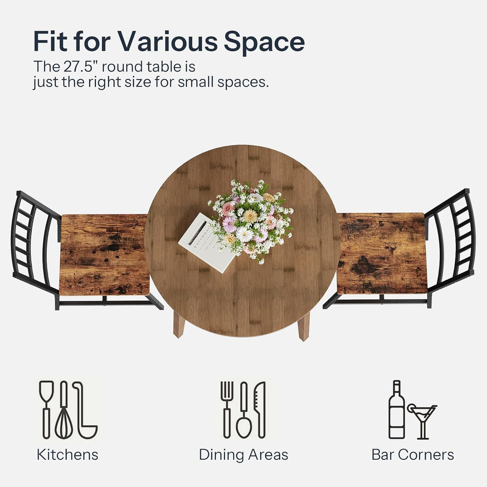 HOOBRO Bamboo Dining Table, Round Dining Table for 2, 27.5" Kitchen Tabl...