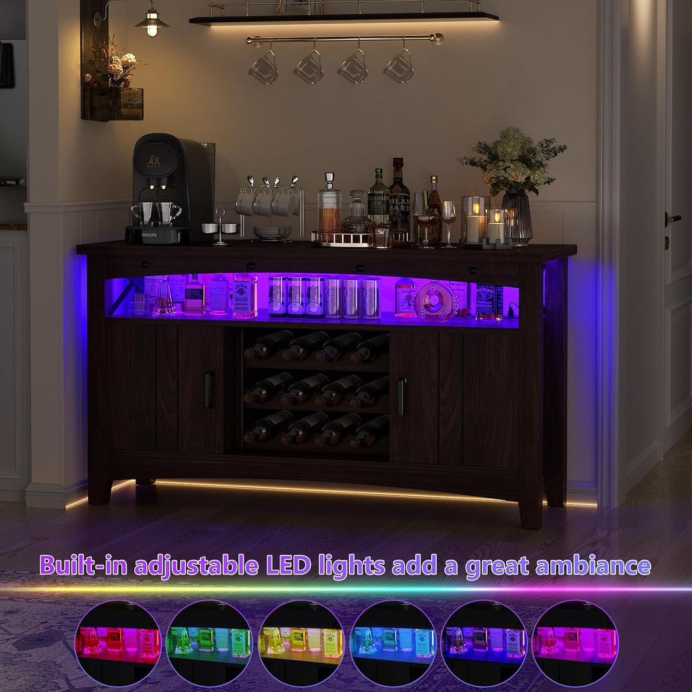 Farmhouse Coffee Bar Cabinet, Liquor Cabinet Bar for Home, Wine Bar Cabinet w...