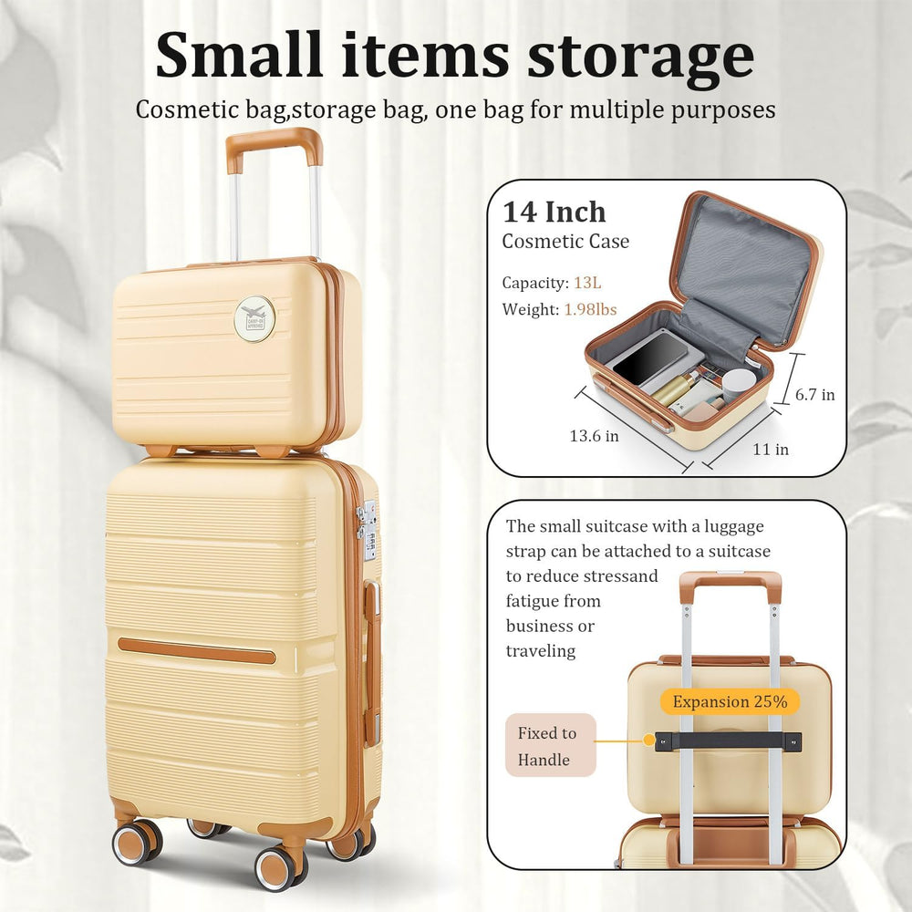 Polypropylene Hard Case Luggage Set, Apricot Cream | Polypropylene Constructi...