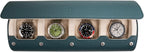 DailyWatch | Watch Roll Travel Case For 4 Watch | Luxury Watch Case In Genuine Leather With Soft Velvet Interior | Watch Case Protect, Store, & Display Your Watches | Dark Green Litchi