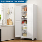 75" Tall White Metal Storage Cabinet with Doors, Heavy Duty | Freestanding Steel Kitchen Pantry Cabinet, 4 Adjustable Shelves (180 Lbs Load), Tall Cabinets for Home, Office and Garage