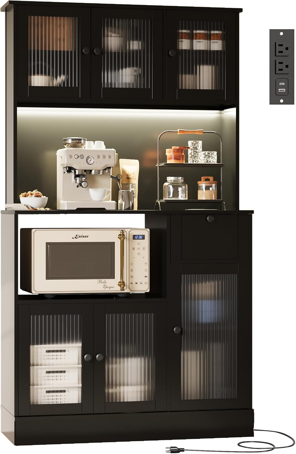 71" Kitchen Hutch Cabinet with Storage for Living & Dining Room, Kit...