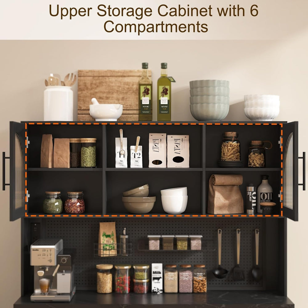 71" Pantry Cabinet, 54" Wide Kitchen Cabinet with Charging Station,...