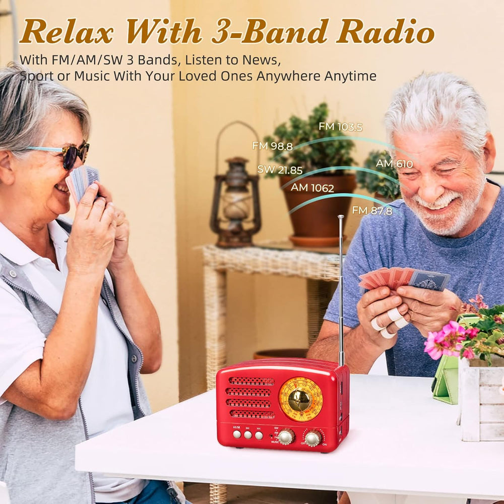 PRUNUS J-160 Retro Vintage AM FM Radio with Bluetooth Speaker