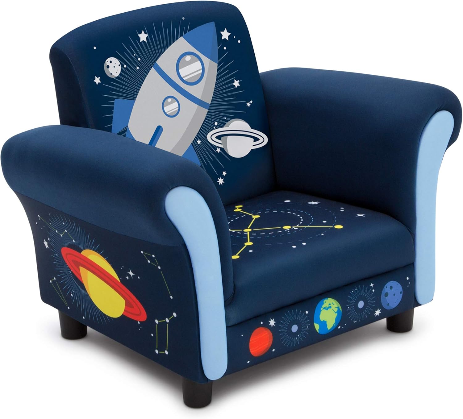 Delta Children Space Adventures Kids Upholstered Chair, Blue
