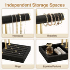 3 Tier Bracelet Holder Display - Detachable T Bar Black Velvet Bracelet Holder, Jewelry Holder Organizer for Bracelet, Necklace, Watches, Rings