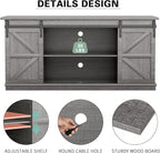 YESHOMY TV Stand for Televisions up to 65 Inches, with Sliding Barn Doors and Storage Cabinets, Console Table and Media Furniture for Living Room, 58 Inch, Gray