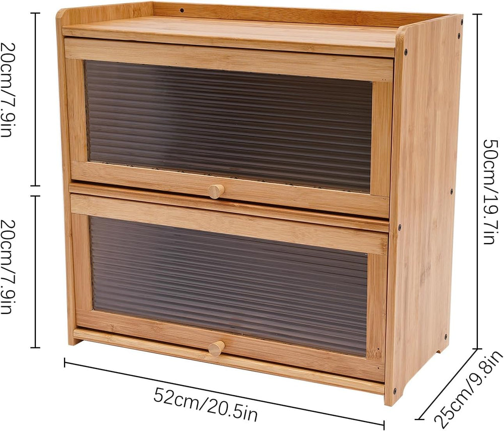 2 Tier Bamboo Countertop Pantry, Kitchen Countertop Flatware Storage Cabinet ...