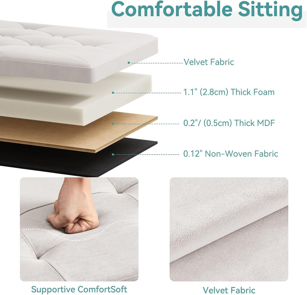 BRIAN & DANY Folding Storage Ottoman Bench, Ottoman with Storage, Foot Re...