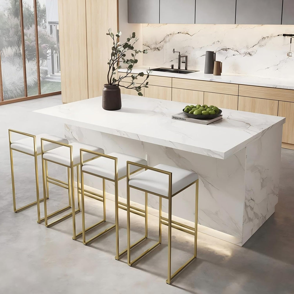homary 72" Large White Kitchen Island with Storage & LED Lights, Woo...