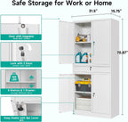 SISESOL White Metal Storage Cabinet with Drawer and Locks,Garage Storage Cabinet with Locking Doors and Adjustable Shelves,71" Tall Large Metal Cabinets with Magnetic Door for Home,Office,Garage