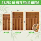 Small Silverware Organizer, Bamboo Kitchen Drawer Cutlery Organizer, Utensil Holder, Flatware Organizer Tray (6.7"x14.2"x1.6")
