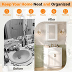 Bonnlo White Mirrored Medicine Cabinet, Wall Mounted Bathroom Storage Cabinet with Mirror Door, Adjustable Shelves & Magnetic Closure, Small Bathroom Organizer for Over Toilet or Sink