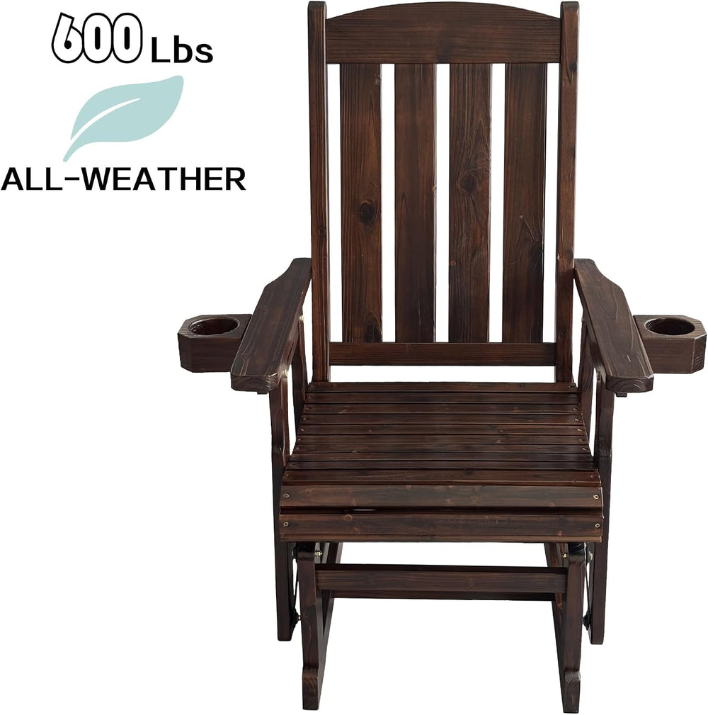 Fortune Candy Wooden Patio Glider for One Person, with High Back and Deep Con...