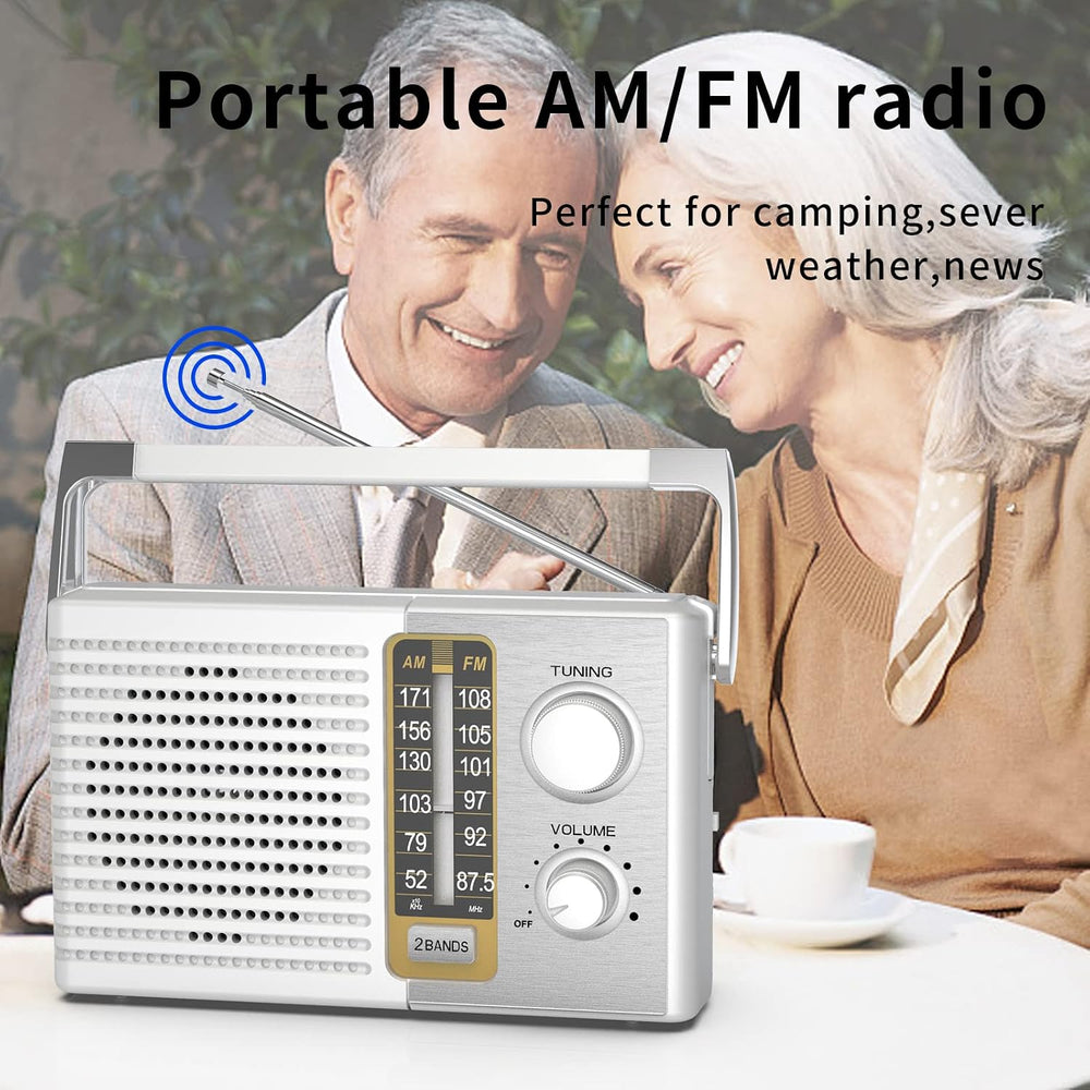 AM FM Radio AC & Battery Powered Headphone Jack for Senior Home Use